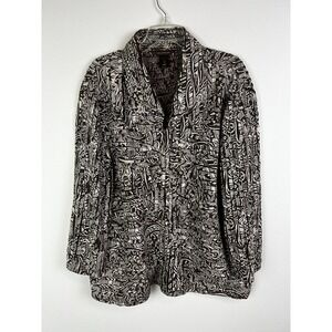 Multiples Brand Brown White Jacket Womens Full Zip Lightweight‎ Sz Large